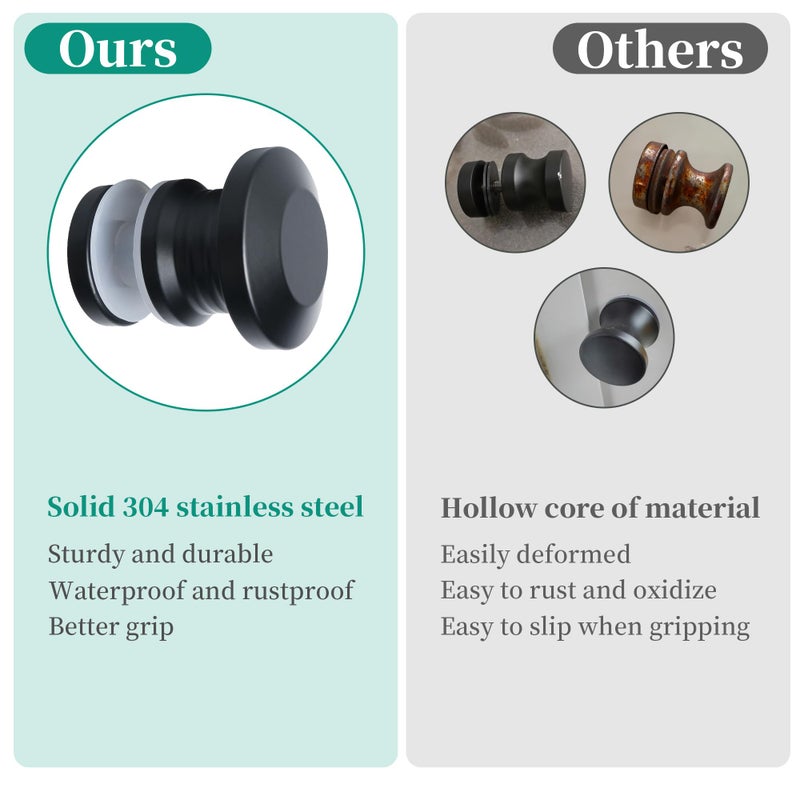 Alise Shower Glass Door Handle,Sliding Shower Doors Knob Single Side Pull Hardware Replacement Parts for Bathroom Glass Doors,Solid SUS304 Stainless Steel Knobs,Matte Black - Image 5